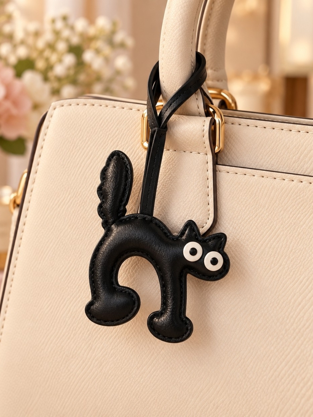 Brand New Black Cat Faux Leather Purse Charm